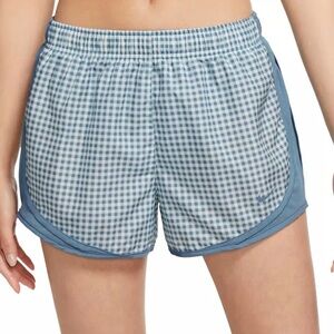 Nike Blue Checkered Women's Dri-FIT Running Shorts Size S (with pocket)